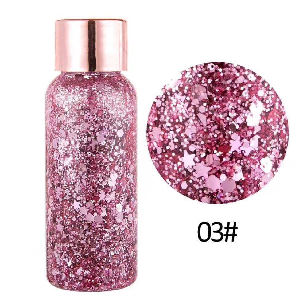 Laser glitter gel, face and body shimmer, liquid eyeshadow, performance, bulk
