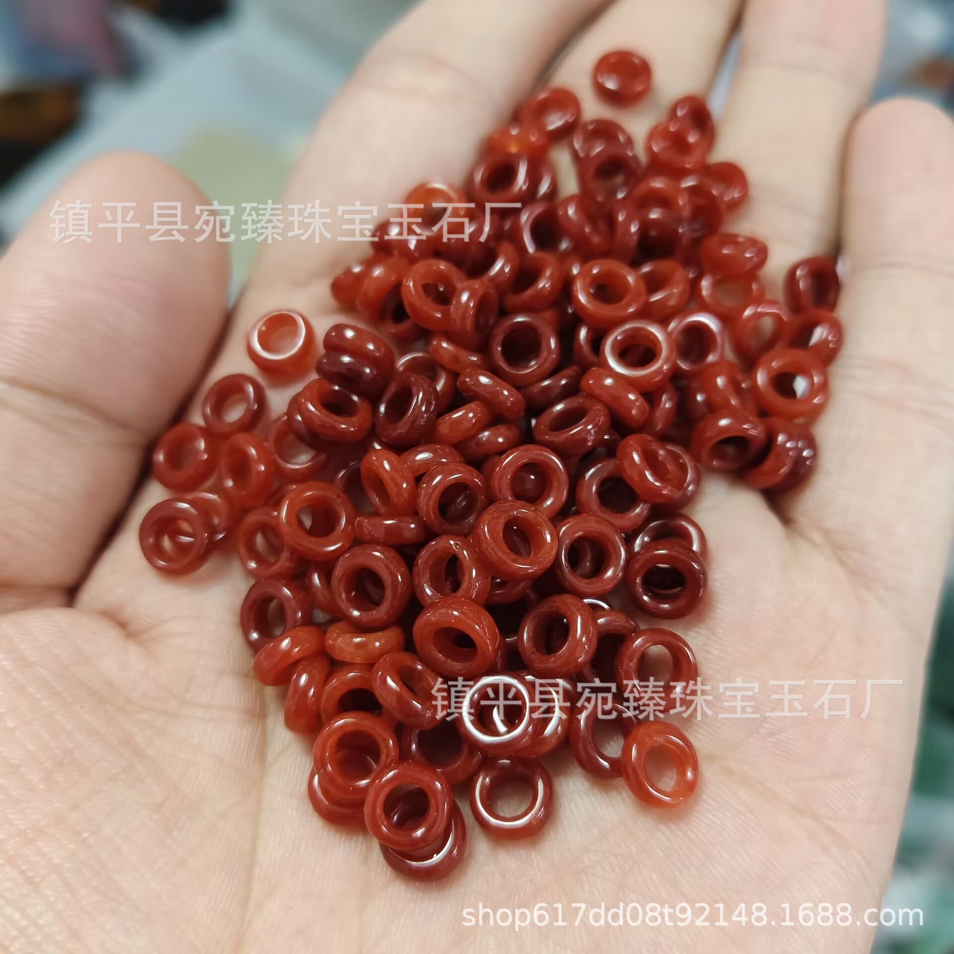 Jadeite Red Fei Jade Ring Loose Beads Red Gan Qing Pendant Ring Running Ring DIY Jewelry Accessories Wholesale Red Fei Running Ring