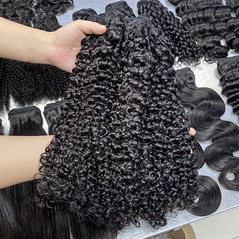 European and American Real Human Hair Women's Hair Weft Jerry Curly Bundles Human Hair Wig Long Curly Hair