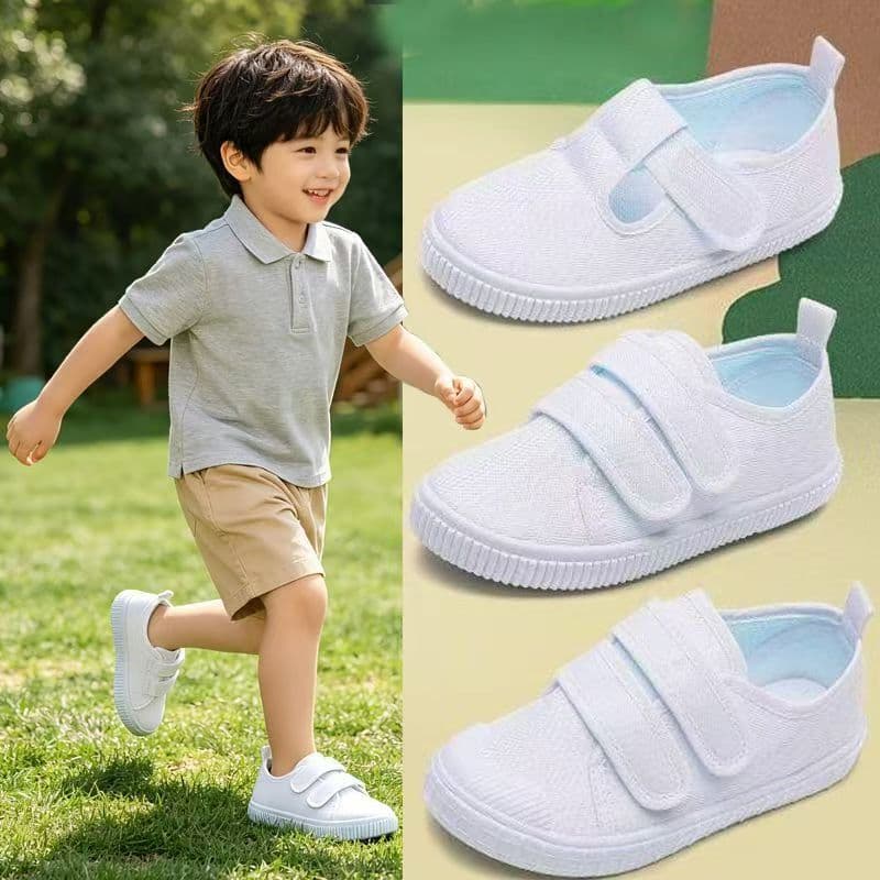 Canvas Shoes for Girls and Boys, White Sneakers for Kindergarten and School, White Sports Shoes for Children