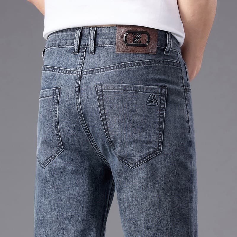 Summer Thin Simple Trendy Slim Fit Jeans for Men, Designer Fashionable Versatile Loose Casual Straight Leg Long Pants