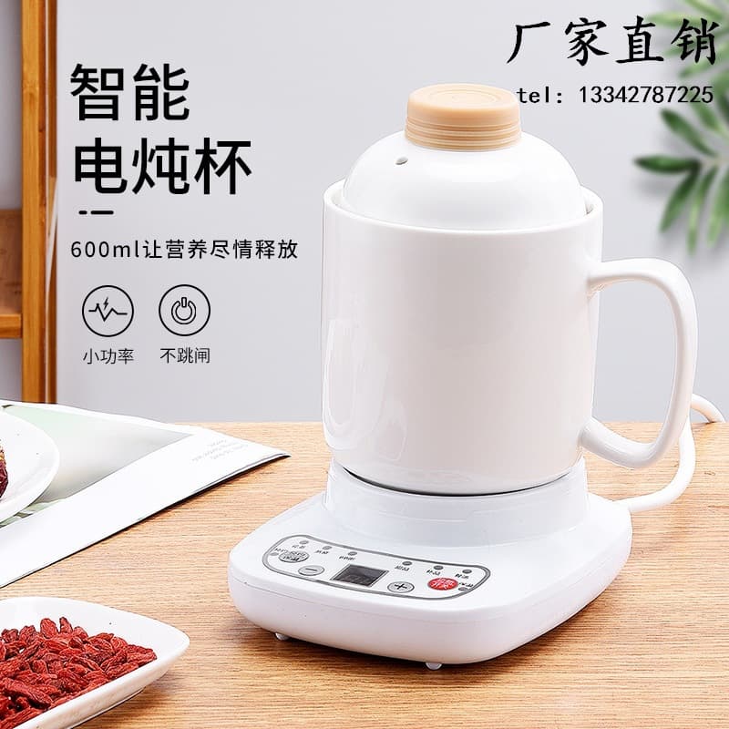 Mini Ceramic Electric Stewing Cup Office Soup Stewing Cup Porridge Cooker Smart Detachable Cup Bird's Nest Stewing Cup Glass Tea Maker