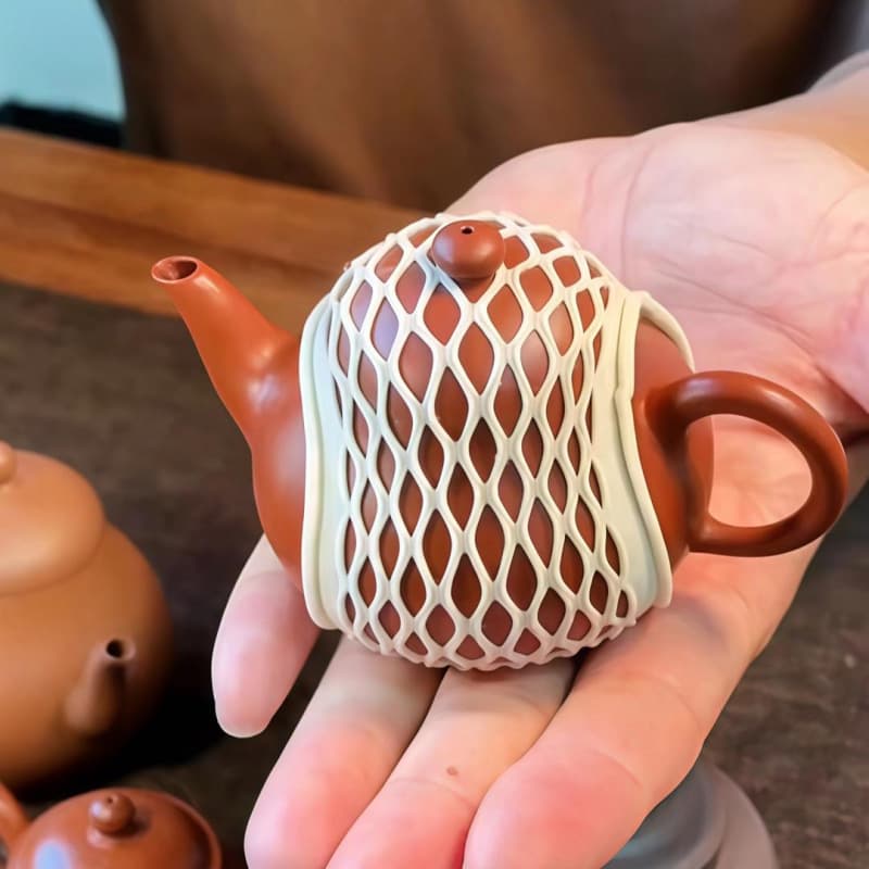 Teapot Storage Net Bag, Tea Set Protective Cover, Purple Clay Teapot, Teapot and Tea Bowl Protective Strap, Outdoor Travel Anti-Collision Accessories