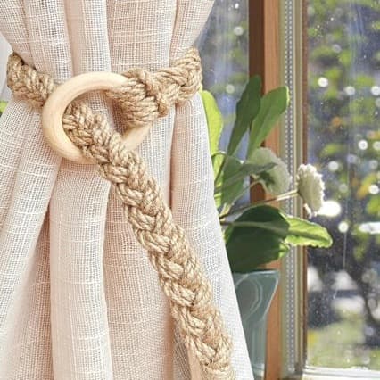 Cross-border new hemp rope curtain clip living room curtain straps woven curtain ties pure handmade windows