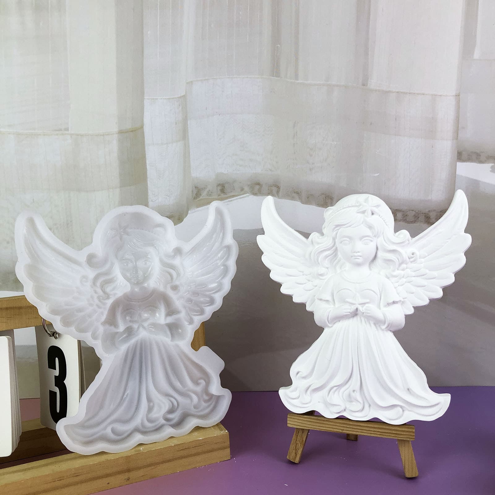 X0342 Angel Prayer Wall Hanging Decoration Cement Plaster Mold DIY Silicone Mold