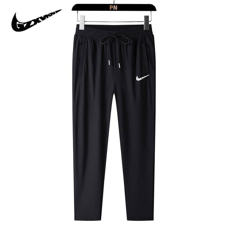 Men's Summer Ice Silk Casual Pants, Straight Leg Loose Elastic Thin Quick-Dry Sports Long Pants, Breathable Summer Trousers