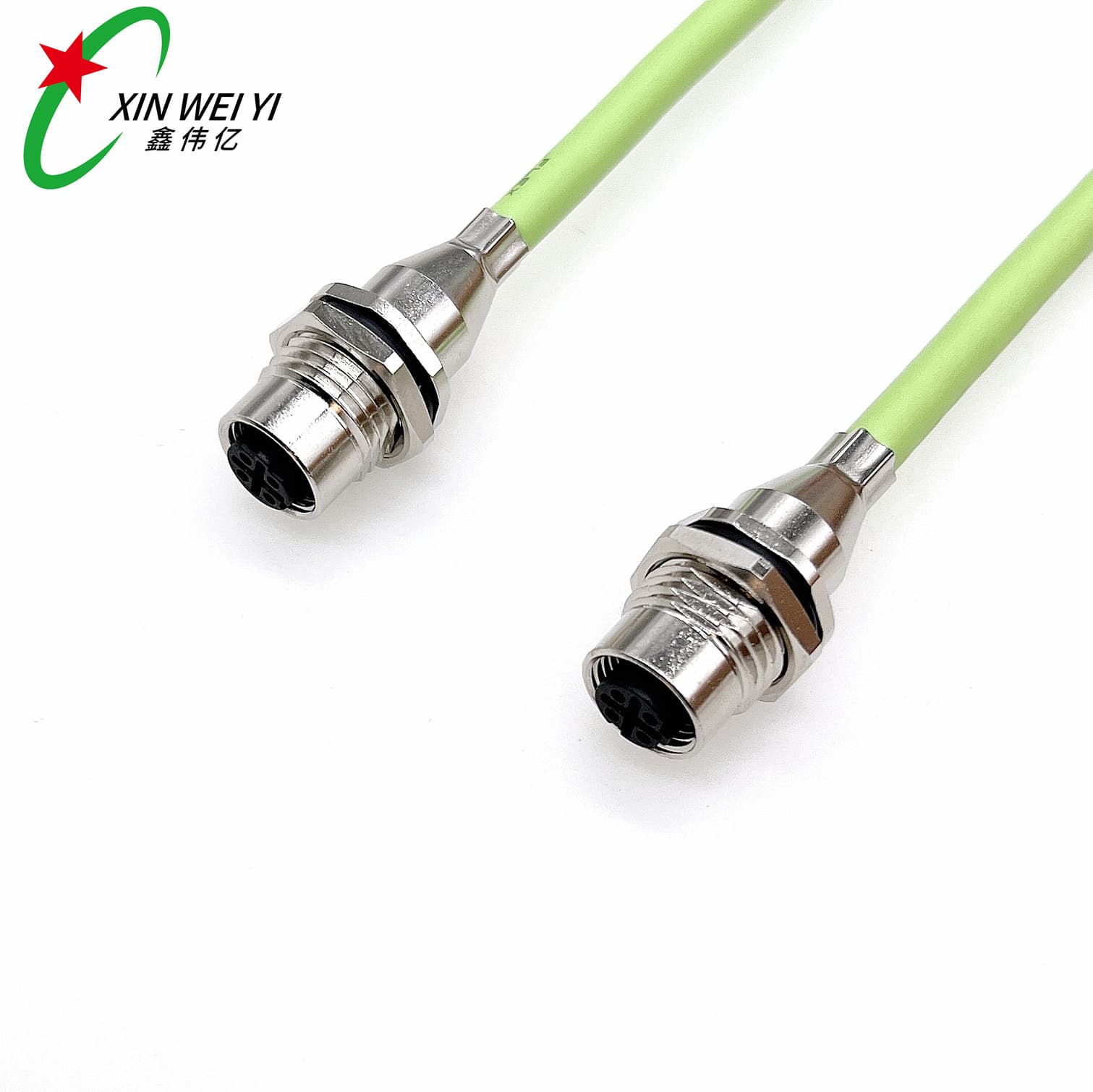 M12 4-Pin D-Code Panel Mount Front Locking Connector Industrial Ethernet Transmission Cable Connector