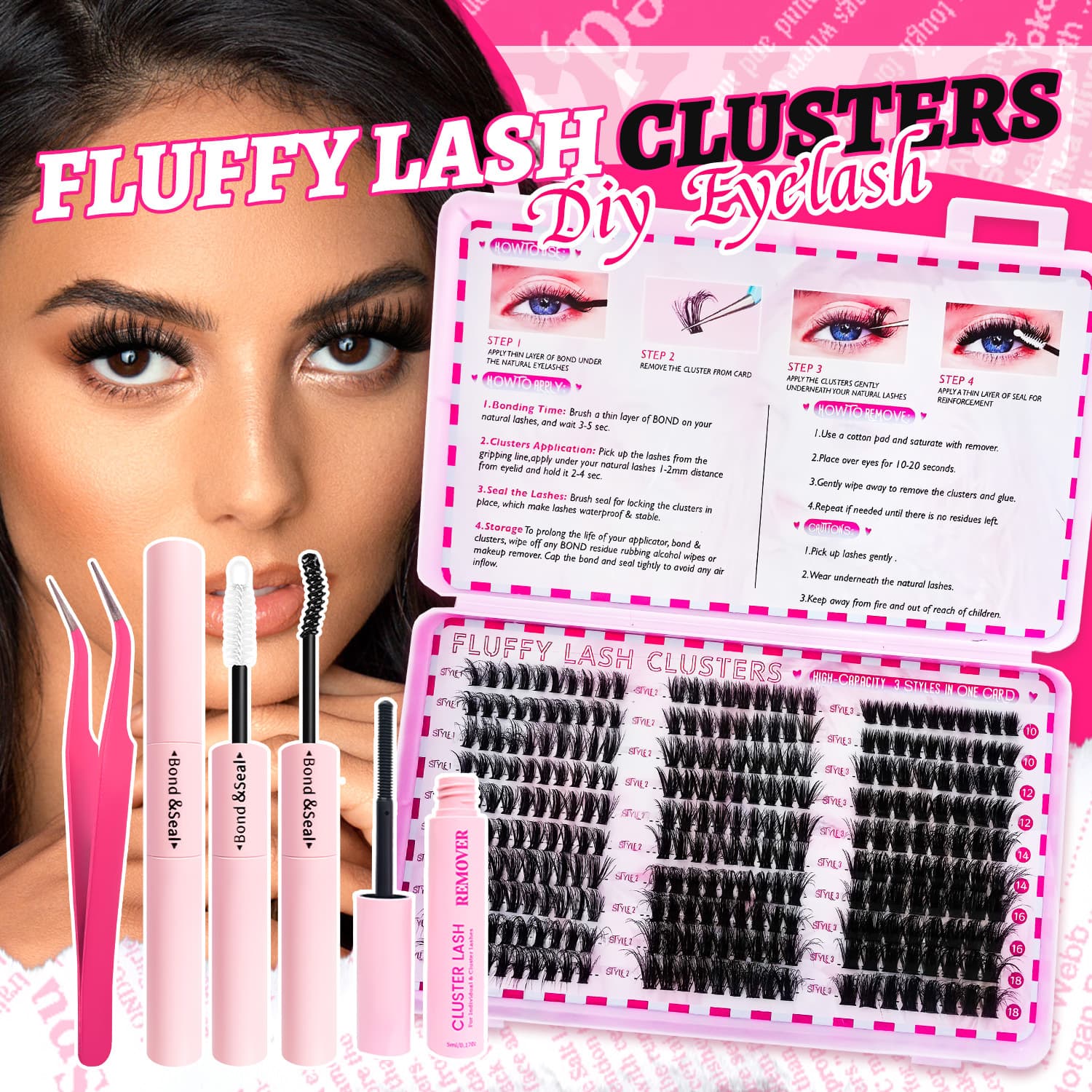 Segment Lash Cluster Kit 40D 60D 80D Fluffy Thick Curly Eyelash Extension Kit