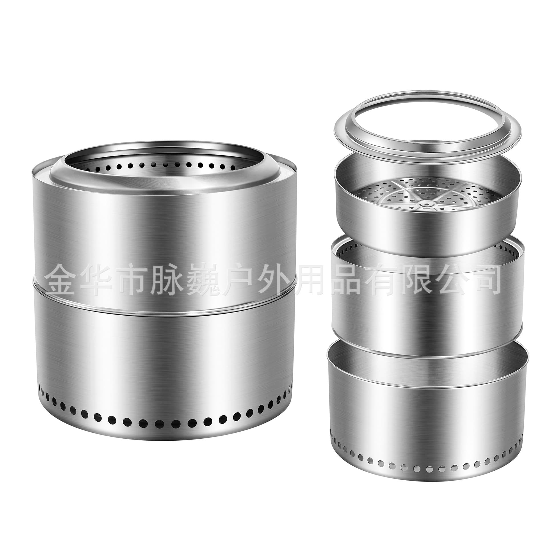 Outdoor Camping Wood Stove Medium Detachable Stainless Steel Courtyard Fire Pit Heating Stove Beacon Tower MW D245