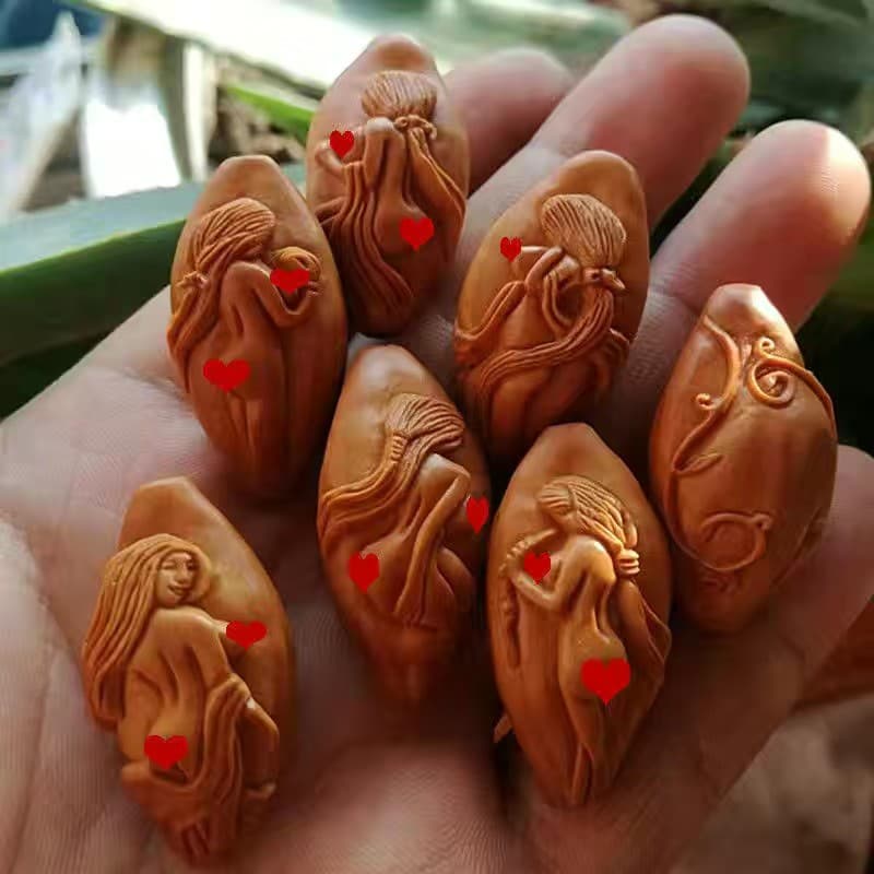 Olive Pit Bracelet Lady Bathing Carving Semi-Handmade Men's Cultural Play Ethnic Style Olive Pit Engraved Bracelet