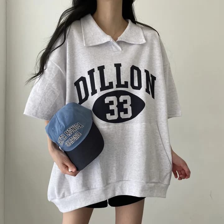 Korean Style Polo Sweatshirt Mid-Length T-Shirt for Women, Summer Trendy Top, Ins Mid-Length Cotton Mother Pocket, Viral Short Sleeve