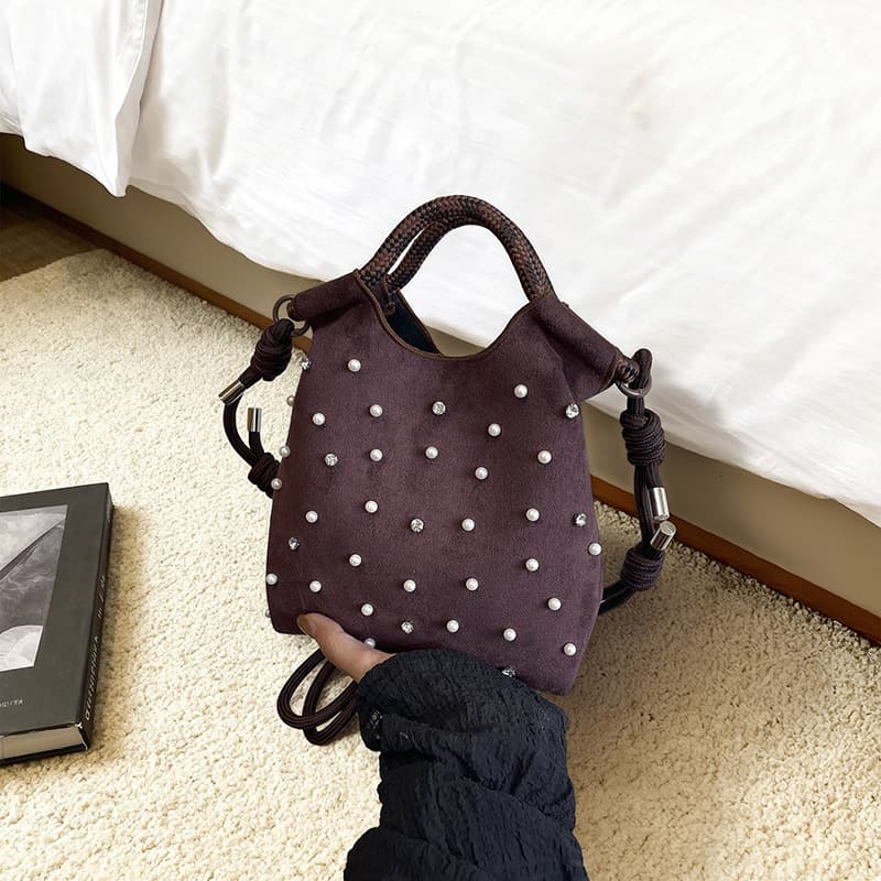 Japanese-style ball chain women's bag phone pouch embroidered custom pattern handbag small square bag crossbody bag