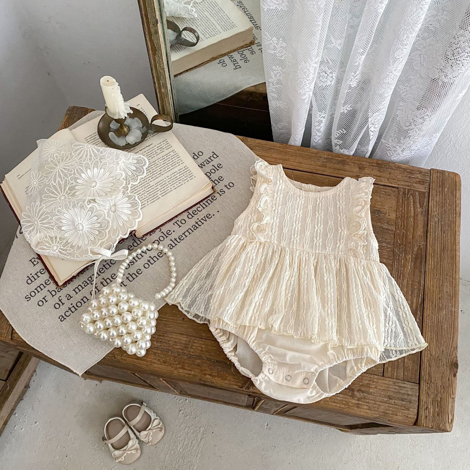 Summer Infant Princess Dress Baby Girl Sweet Lace Splicing Sleeveless Cover Skirt One-Year-Old Skirt Jumpsuit