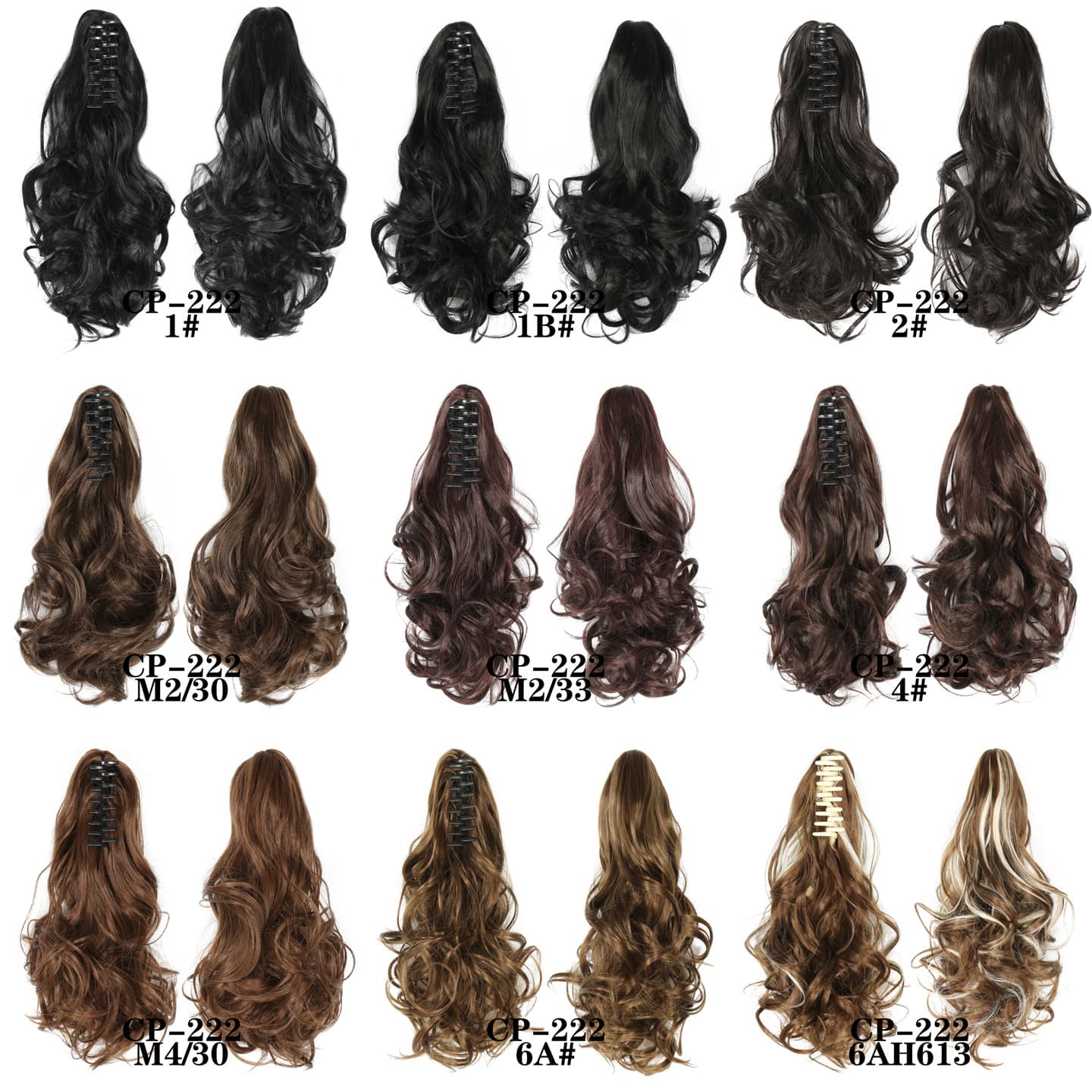 Wholesale European and American cross-border women's wavy ponytail curl hair clips, short hair, chemical fiber high temperature silk curly claw clips ponytail