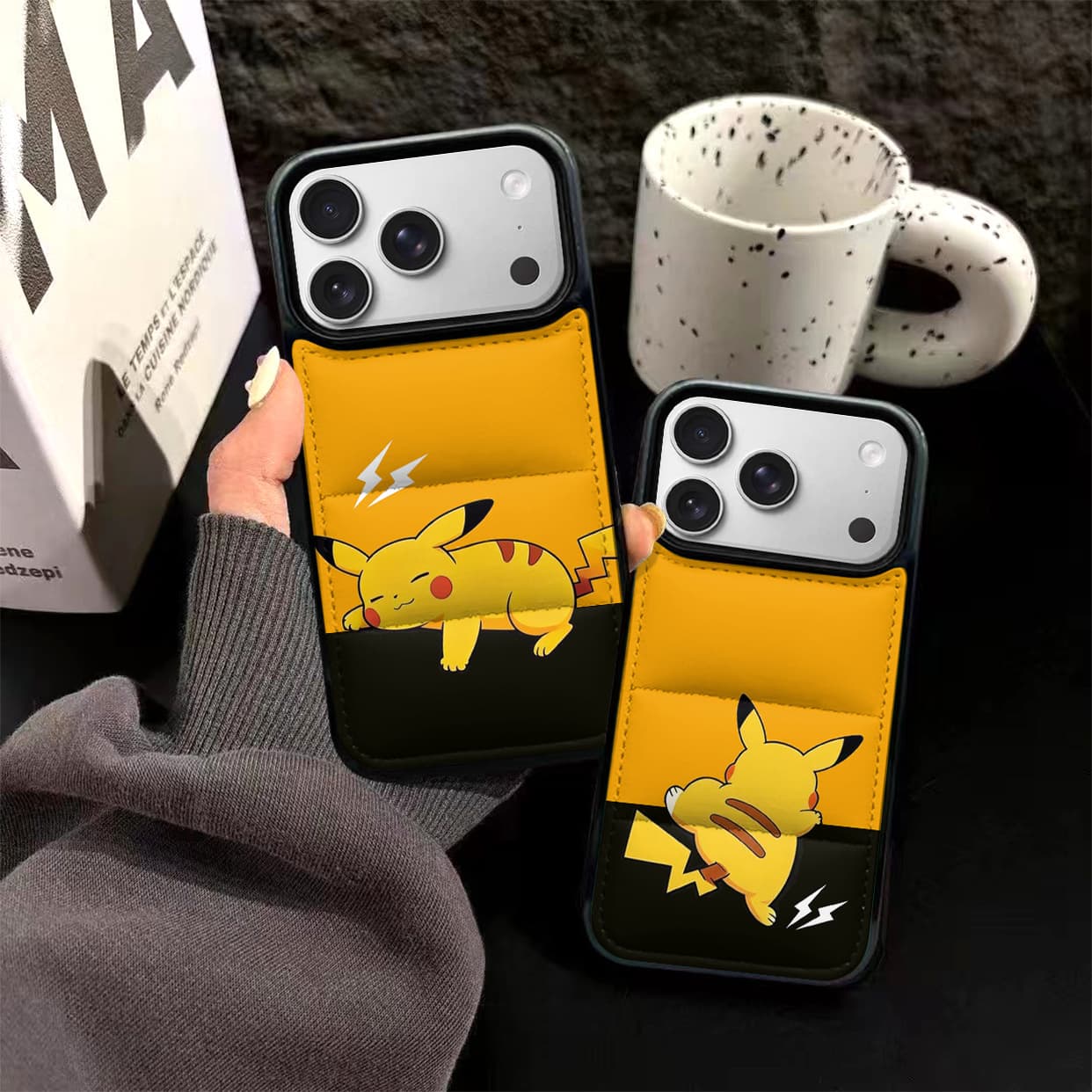 Pikachu cotton-filled down jacket suitable for iPhone17PROMAX mobile phone case Apple 12/13P protective hard shell 15