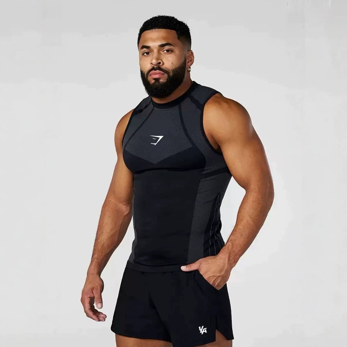 GYMSHARK New Workout Vest Tight Fit High Elastic Training Top for Men Running and Muscle Fitness