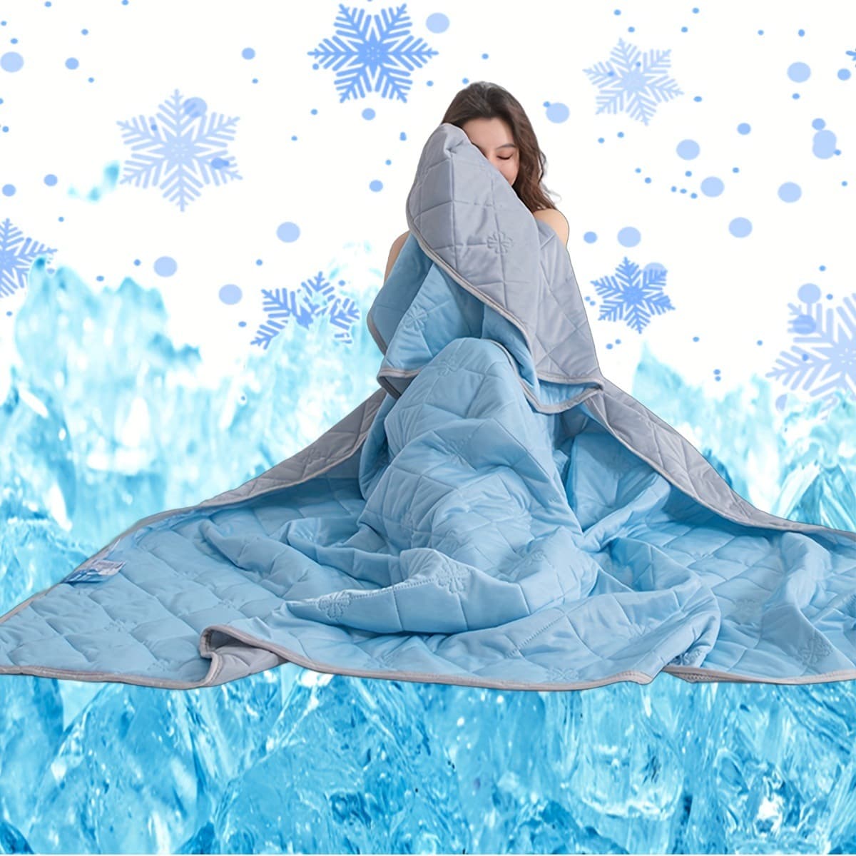 1pc Light Blue Cooling Blanket for Hot Sleepers Soft Cooling Blanket