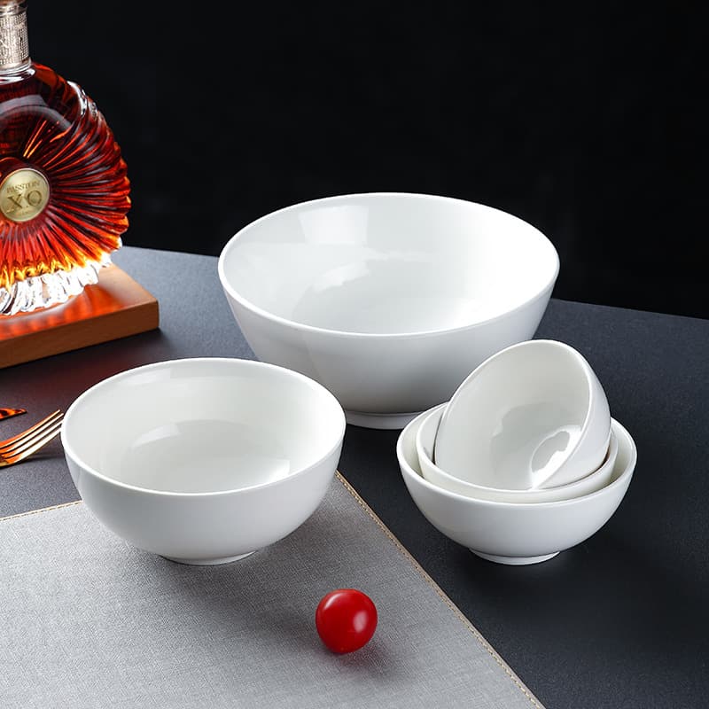 Pure White Straight Rim Ceramic Rice Bowl, Thickened Soup Noodle Bowl, Small Sauce Bowl, Restaurant Seasoning Bowl