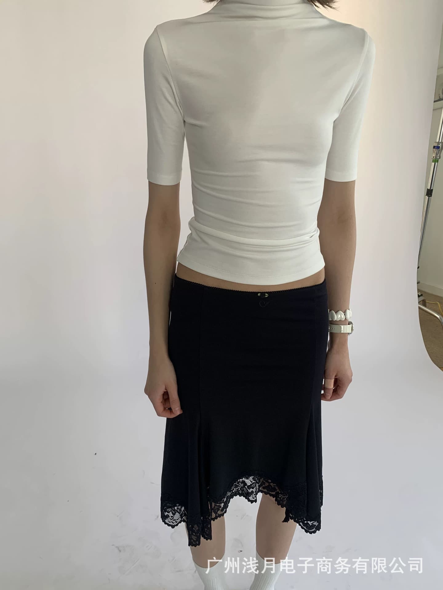 aoaoan "Sway" Lyocell Tencel Skirt Women Lace Fishtail Wave Skirt | Bottom | Black