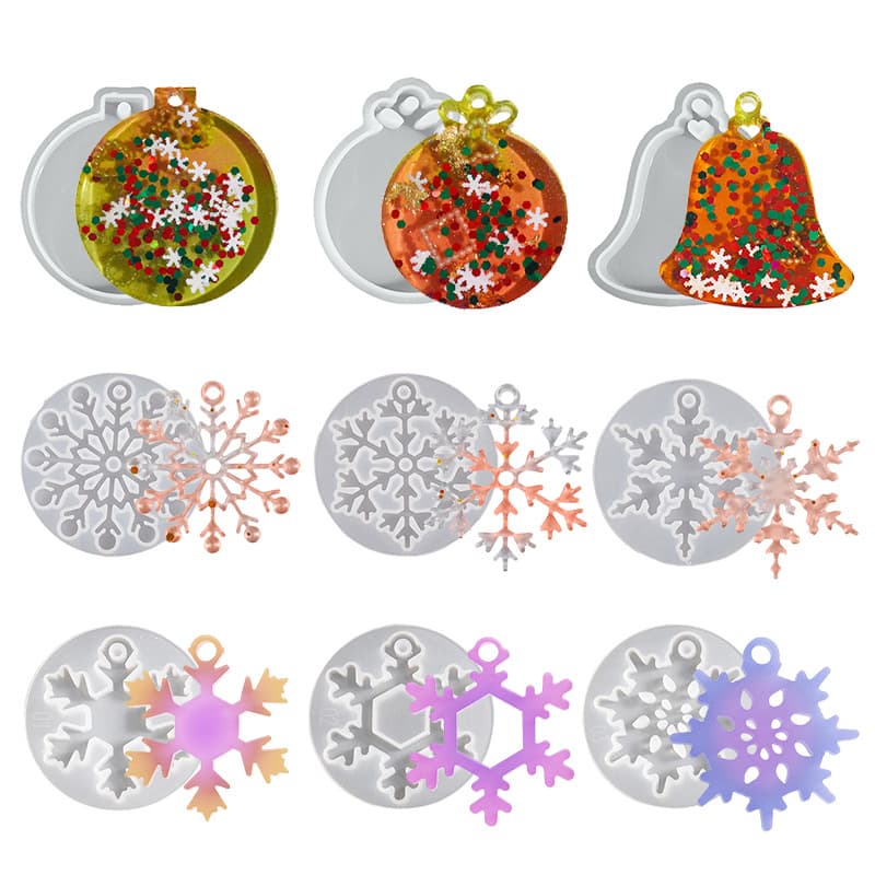 Christmas Snowflake Bell Glue Resin Mold DIY Christmas Decoration Pendant Jewelry Silicone Mold