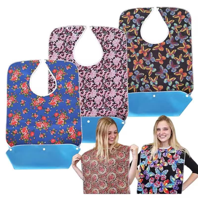 Large Print Adult Bib for Seniors, Waterproof Eating Bib, Multi-Purpose Drool Towel, Washable, Wholesale for Cross-Border