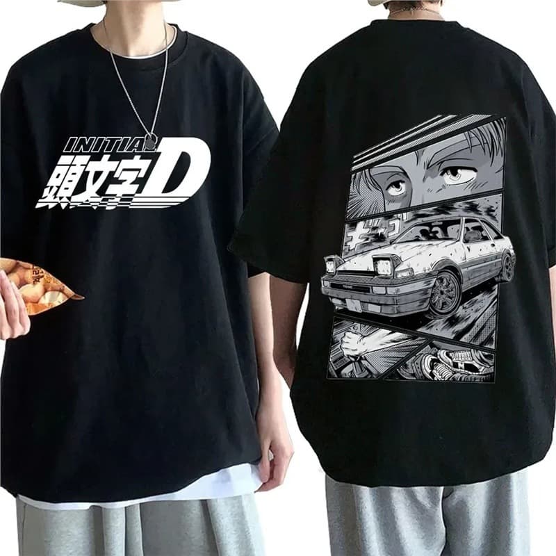 Anime Drift AE86 Initial D Double Sided T-Shirt O-Neck Short