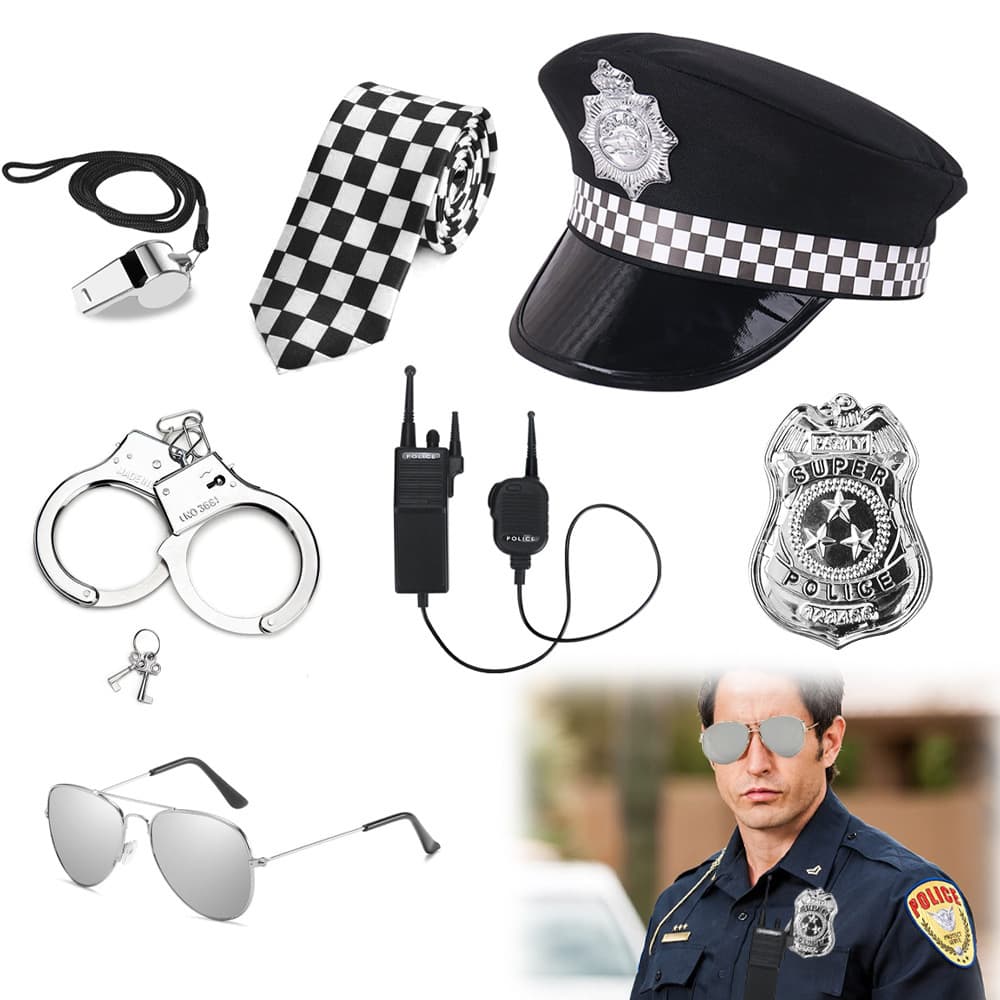 Realistic Children's Cosplay Police Officer Performance Toy Handcuffs Halloween Air Stewardess Dress Up Role Play Accessories
