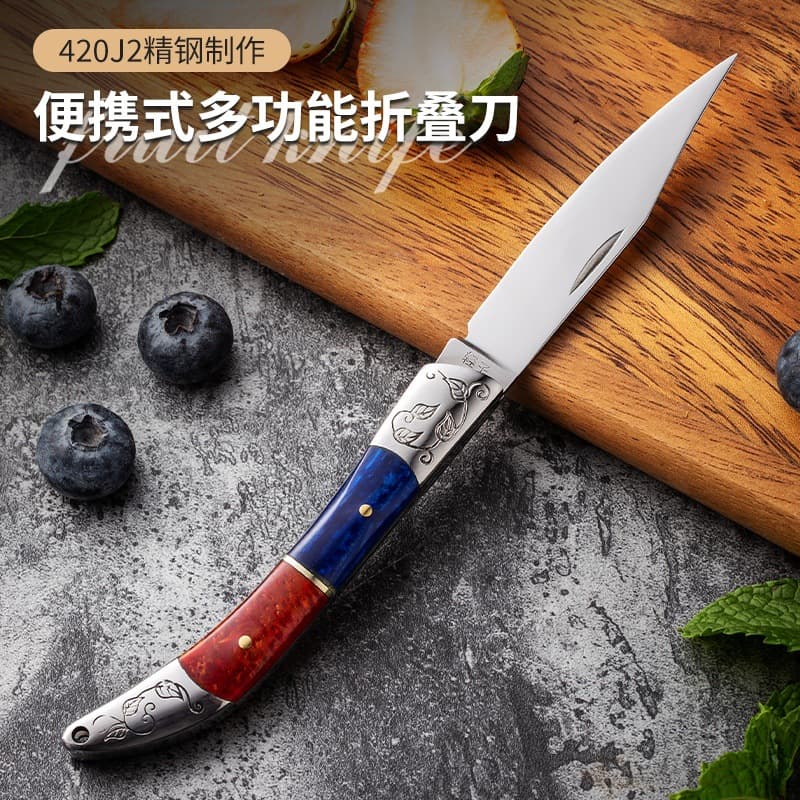 Mini Stainless Steel Folding Knife Fruit Knife Keychain Knife Outdoor Portable Dual-Color Handle Folding Knife 11