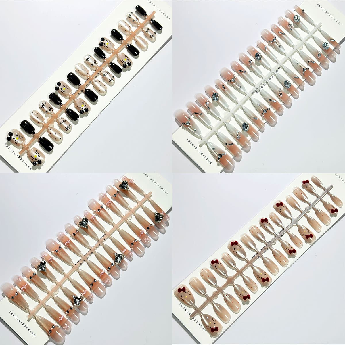 Medium and short gradient dot diamond wearable nails, high-end manicure patches, pure desire fake nails, prefabricated nails, 30 pieces wholesale