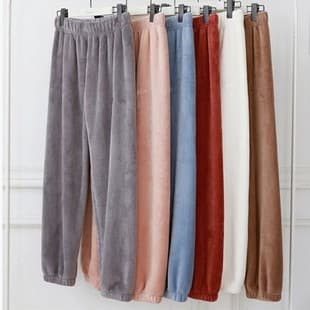 Fleece Lined Thickened Fairy Warm Pants Women's Winter Thermal Homewear Ladies Sleepwear Outdoor Wear Coral Fleece Lazy Sleep Pants