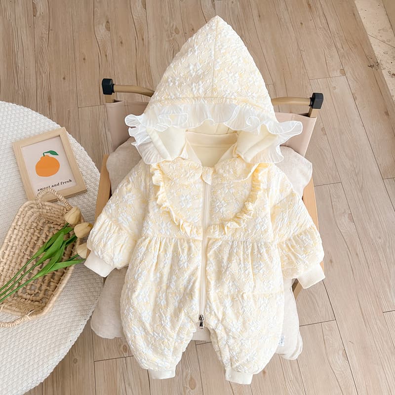 Baby down jacket jumpsuit winter clothing white duck down newborn baby girl warm plus velvet thickened outdoor crawler clothing