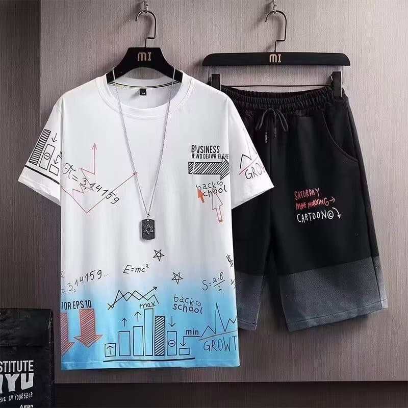 Beijianglang Ice Silk Men's Casual Suit Men's Summer New Trendy Brand Short-Sleeved T-Shirt Large Size Shorts Sports Style