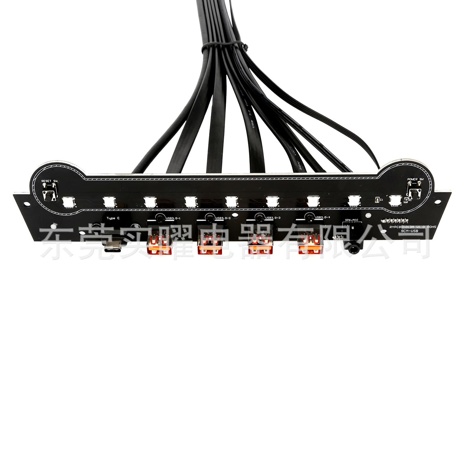 Server Case Front Panel Cable with 4x USB 3.0, Type-C 3.1, Audio, LED, and Switch