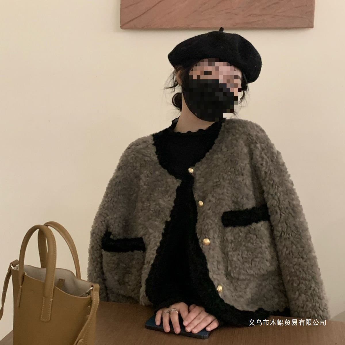 Chanel-Style Fleece Jacket for Women, Thickened Lined Sherpa Fleece, Korean-Style Short Coat for Petite Figures, Cotton-Padded