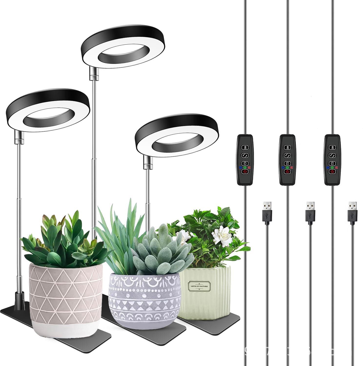 LED Extendable Plant Growth Light Angel Ring with Red/Blue Full Spectrum and Timer for Flowers and Succulents