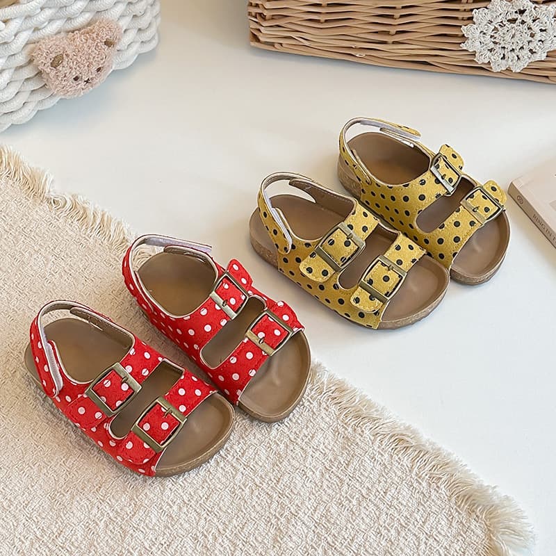 Children's Birkenstock Sandals 2026 Summer New Fashion Casual Stylish Girls' Polka Dot Roman Shoes Thick-Soled Sandals