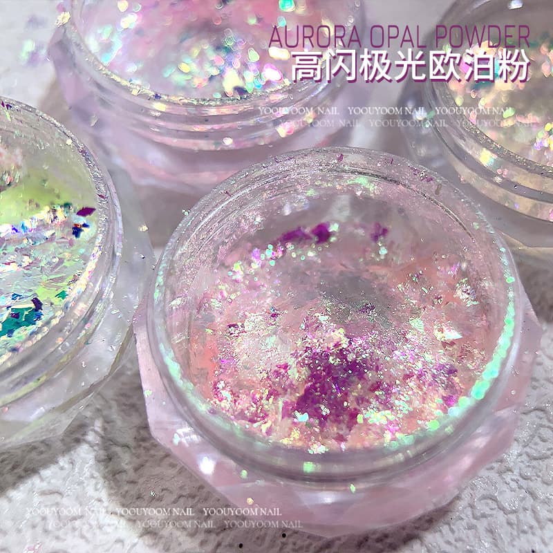 Ultra-Thin Holographic Nail Art Decorations Dreamy Opalescent Cloud Weave Ice Crystal Snowflake Nail Powder Princess Series