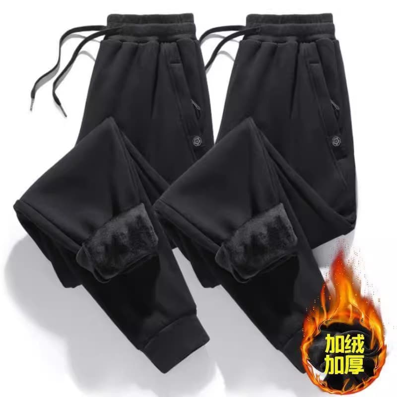 Shanshao Clothing Fleece-Lined Pants Men's Casual Trousers Autumn/Winter New Plum Blossom Zipper Outdoor Sports Warm Sweatpants