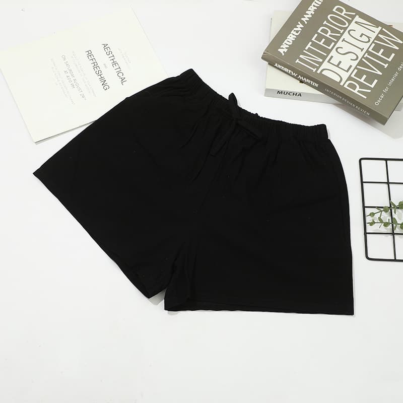 High-Waist Cotton Linen Shorts for Women, Summer Elastic Waist Loose Casual Linen Slimming Korean Fashion Versatile Plus Size Wide-Leg Shorts