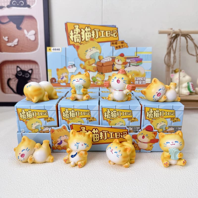 Orange Cat Working Diary Blind Box Full Set Cartoon Workers Orange Cat Figures Desktop Ornaments Student Gift Trendy Toy Batch