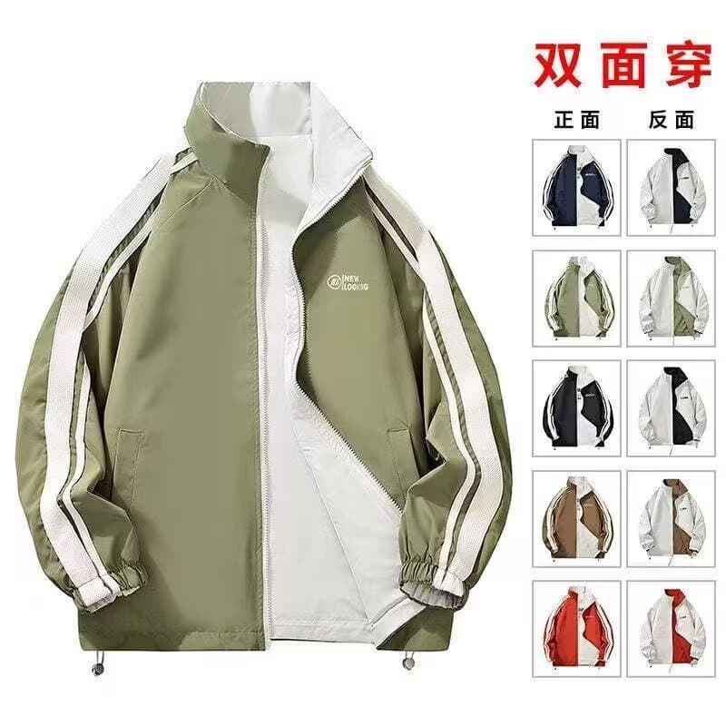 Factory Direct 【Reversible】 Cross-Border Spring Autumn New Reversible Jacket Men Loose Streetwear Korean Style Two-Sided