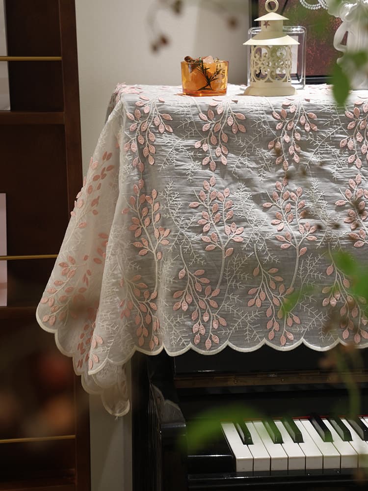 French retro piano cover half cover American piano dust cover cover cloth light luxury Tencel embroidery F^