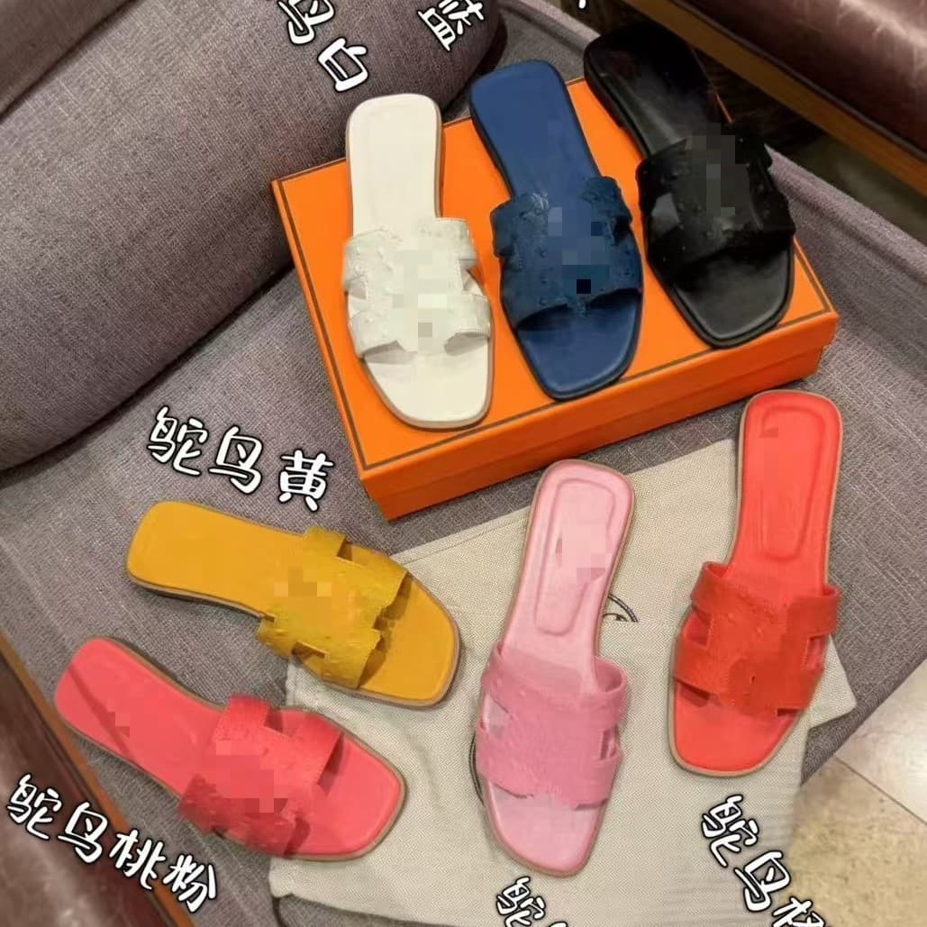 High-End Women's H Brand Flat Slippers 2026 Classic Casual Outdoor Slide Sandals Beach Slippers Wholesale from Manufacturer