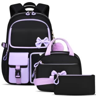 Cross-border Hot-Selling High-Fashion Backpack Set: Simple 3-Piece Backpack, Lunch Bag, and Pencil Case for Elementary School Students