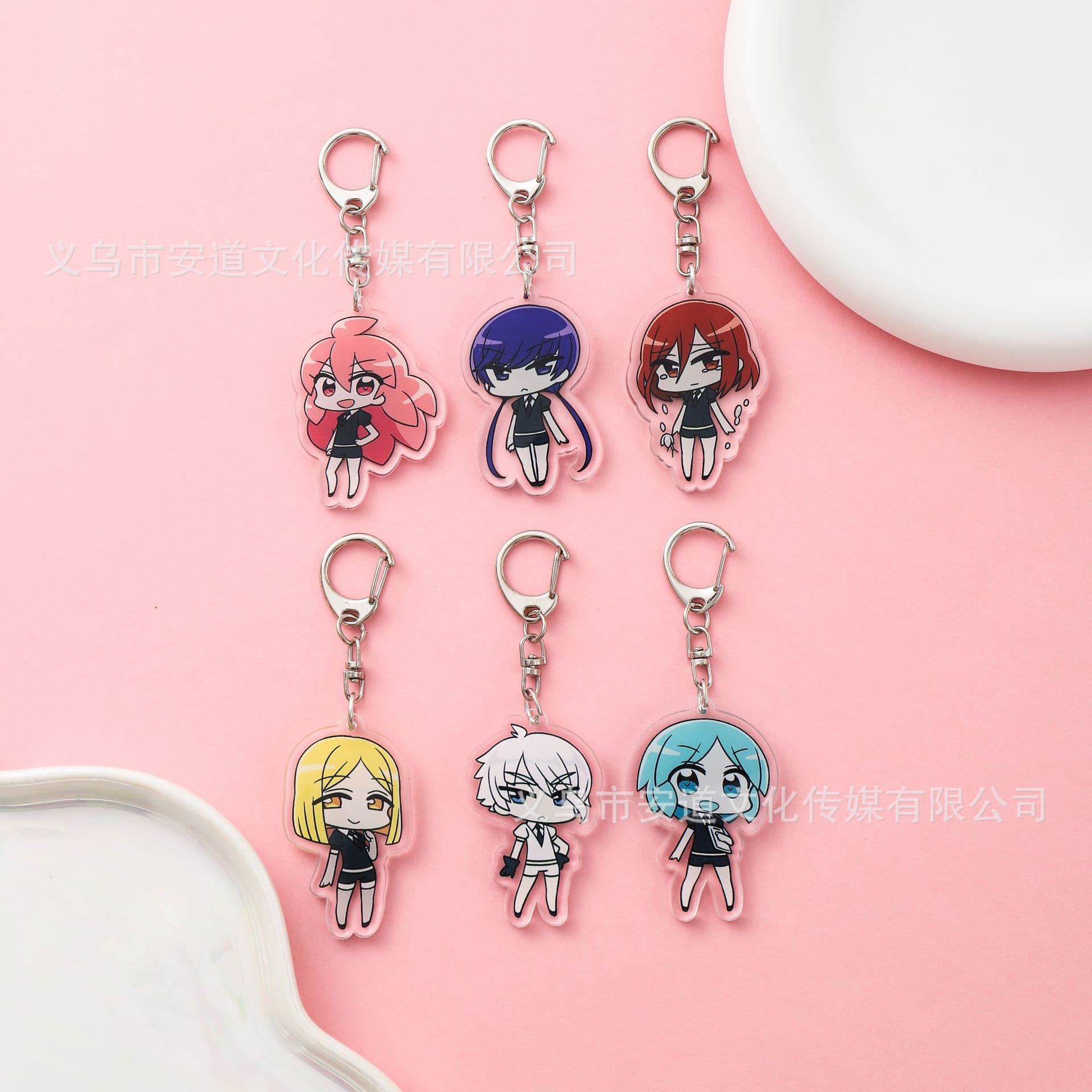 Cross-border phosphophyllite, cinnabar, diamond and gemstone country, acrylic keychain, bag pendant, schoolbag key pendant