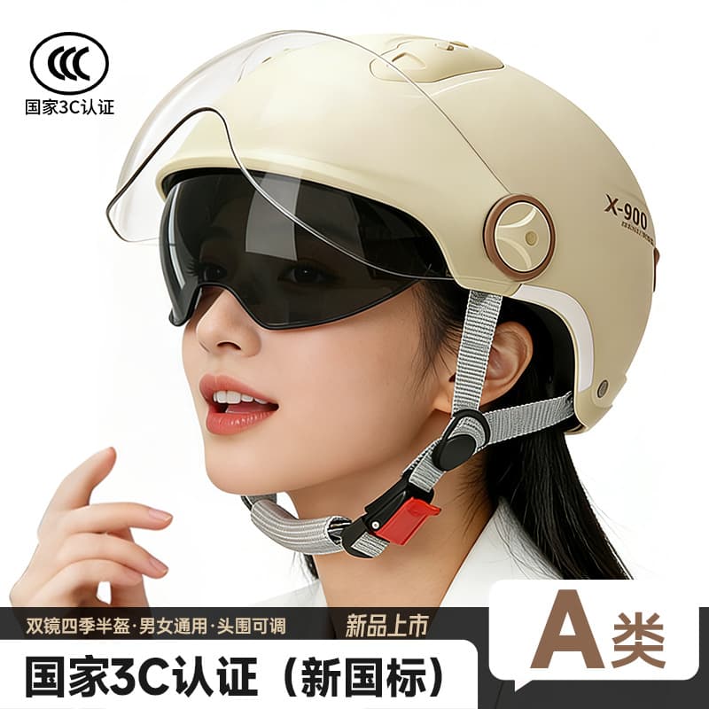 3C Certified Electric Vehicle Helmet, Battery Motorcycle Summer Sun Protection Unisex All-Season Safety Half Helmet
