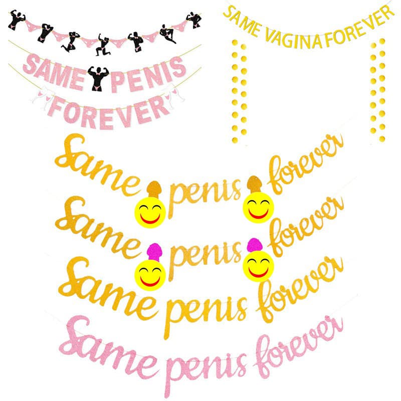 Factory Direct Party Decoration SAME PENIS FOREVER Glitter Pull Streamers for Wedding Celebration Decorative Banner