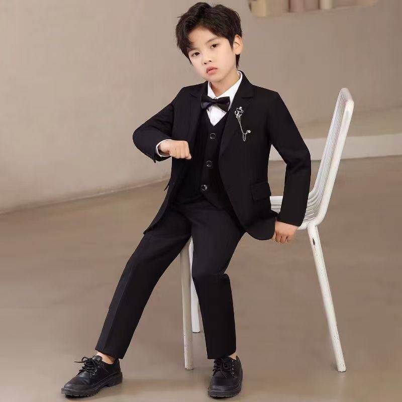 Children's Suit Set Handsome Host British Flower Boy Tuxedo Wedding Groom Boy Suit Piano Performance Outfit