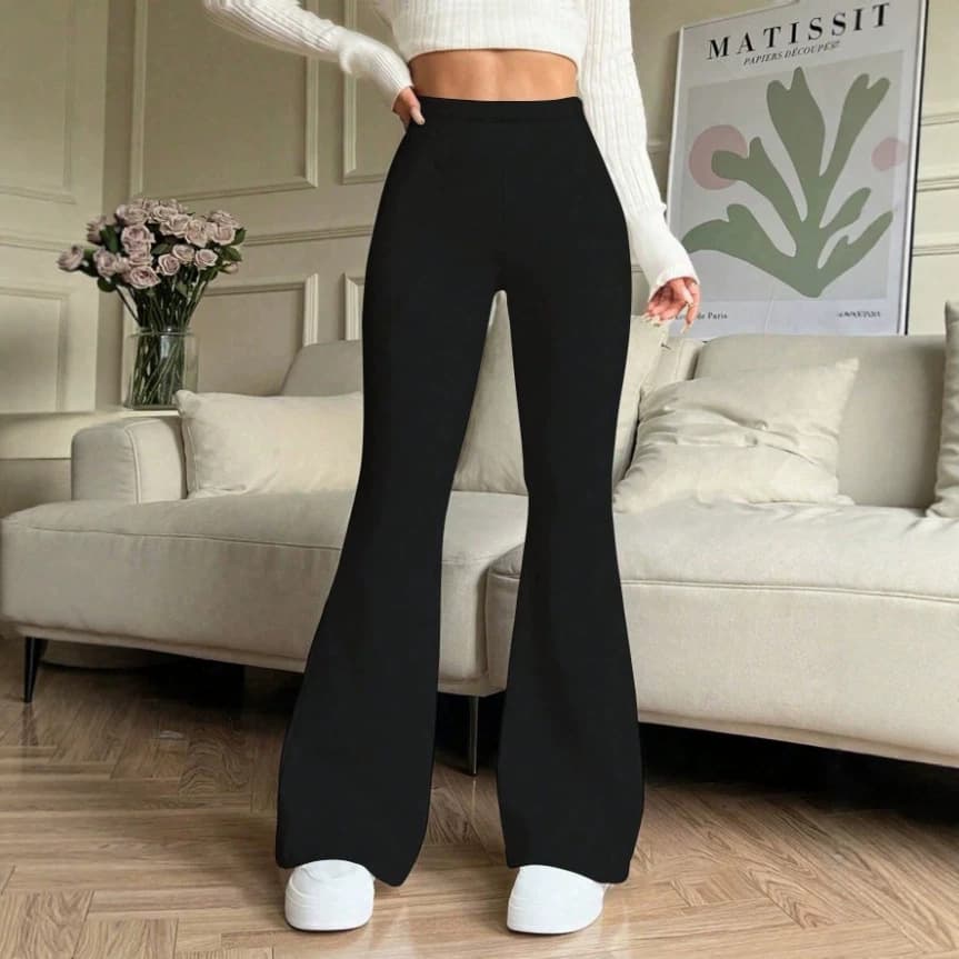 Women's Flared Pants Spring/Fall 2026 New Trend High-Waist Slimming Stretch Black Micro-Flare