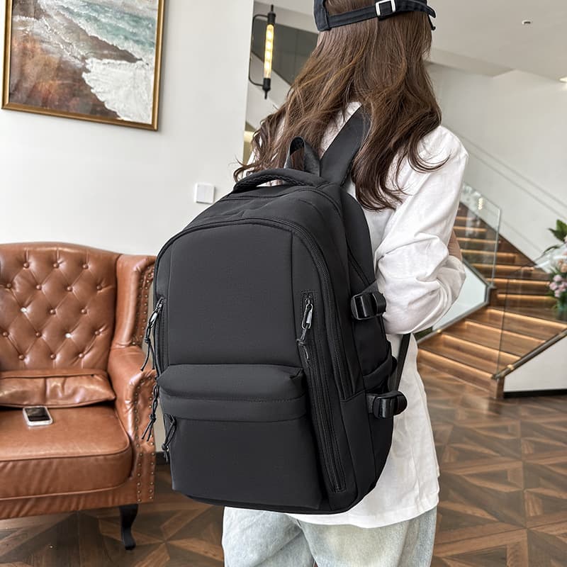 Large Capacity Backpack Men's Travel Backpack Minimalist Solid Color Middle School High School College Student Schoolbag Women